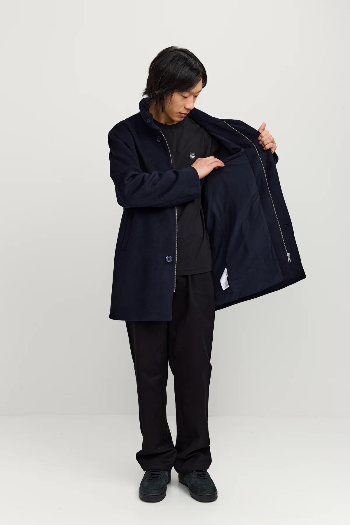 Makia miesten villakangastakki Granton Light Pea Coat, tummansininen