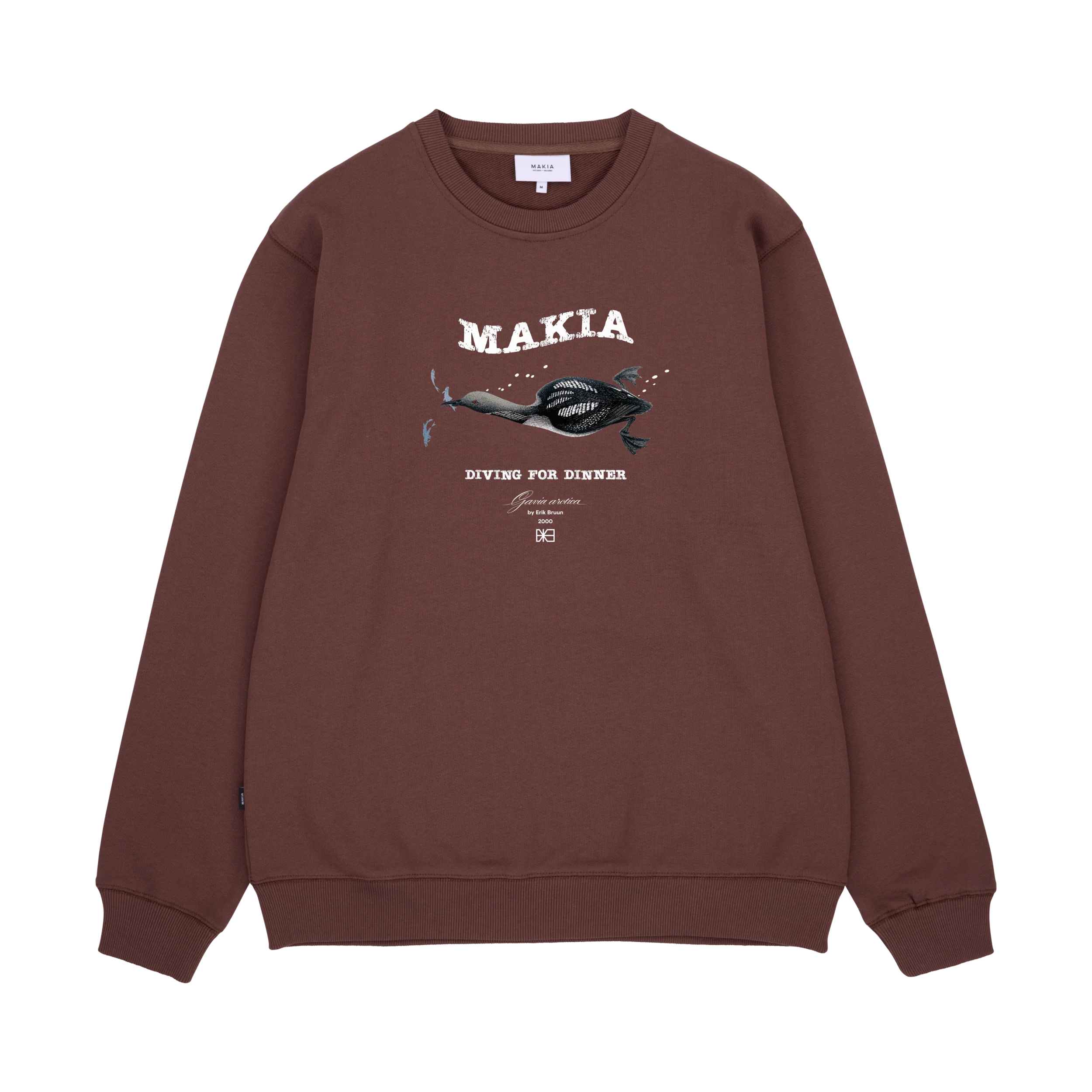 Makia miesten collegepaita Loon Sweatshirt, tummanruskea