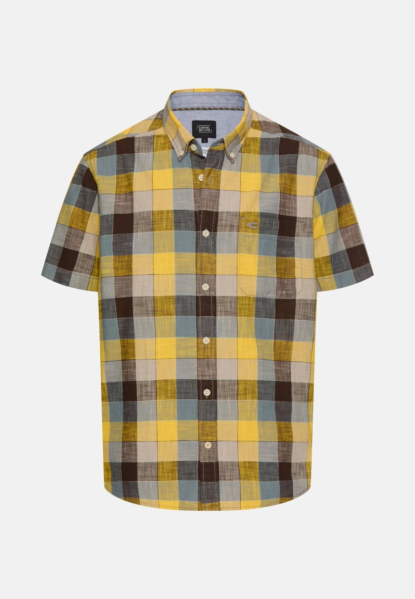 Camel Active miesten lyhythihainen kauluspaita Checked SS Shirt LOS, poltettu oranssi