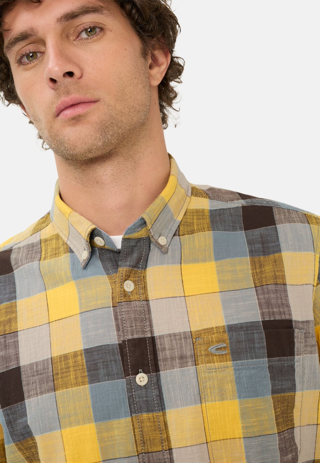 Camel Active miesten lyhythihainen kauluspaita Checked SS Shirt LOS, poltettu oranssi