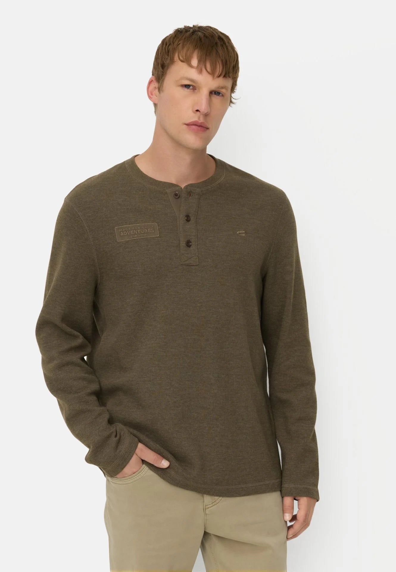Camel Active miesten pitkähihainen paita Henley, khaki