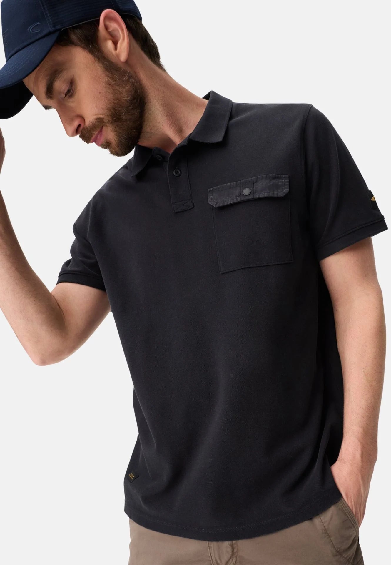 Camel Active miesten pikeepaita Washed Polo Shirt Los, hiilenmusta
