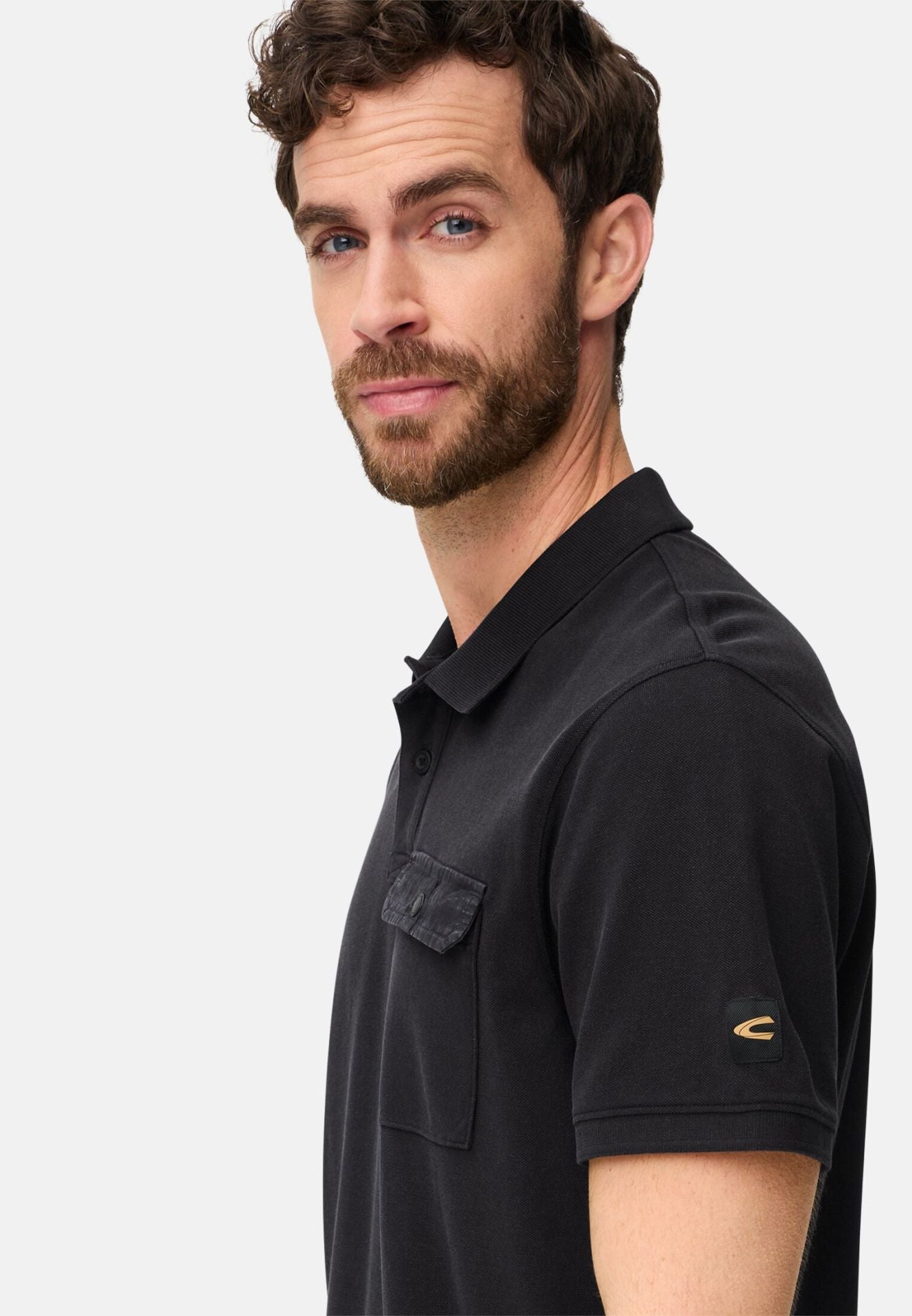 Camel Active miesten pikeepaita Washed Polo Shirt Los, hiilenmusta