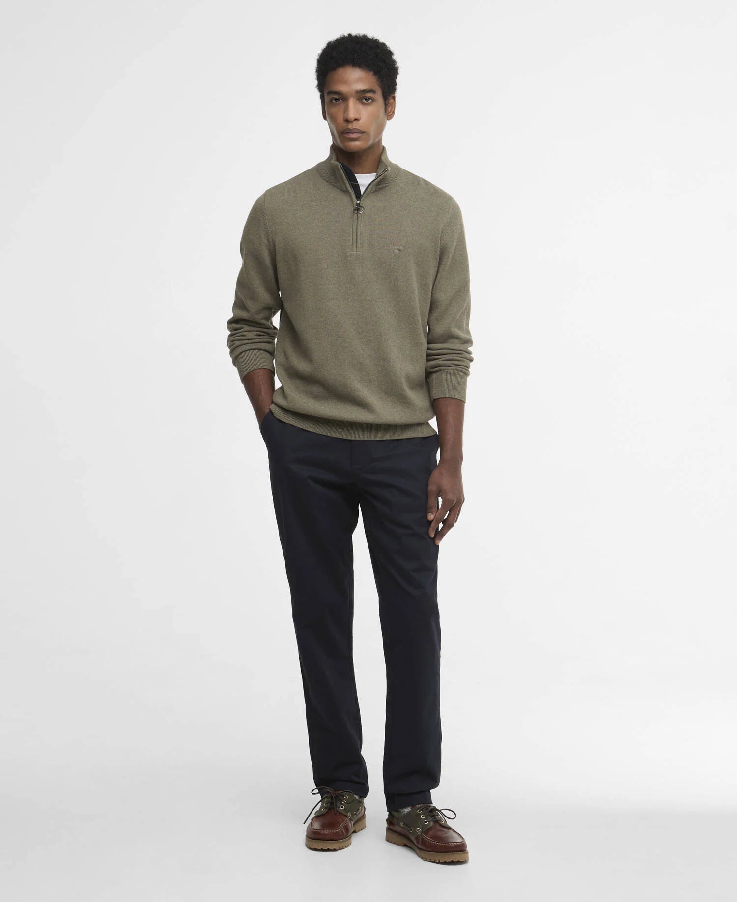 Barbour miesten neulepusero Half Zip Knit, khaki