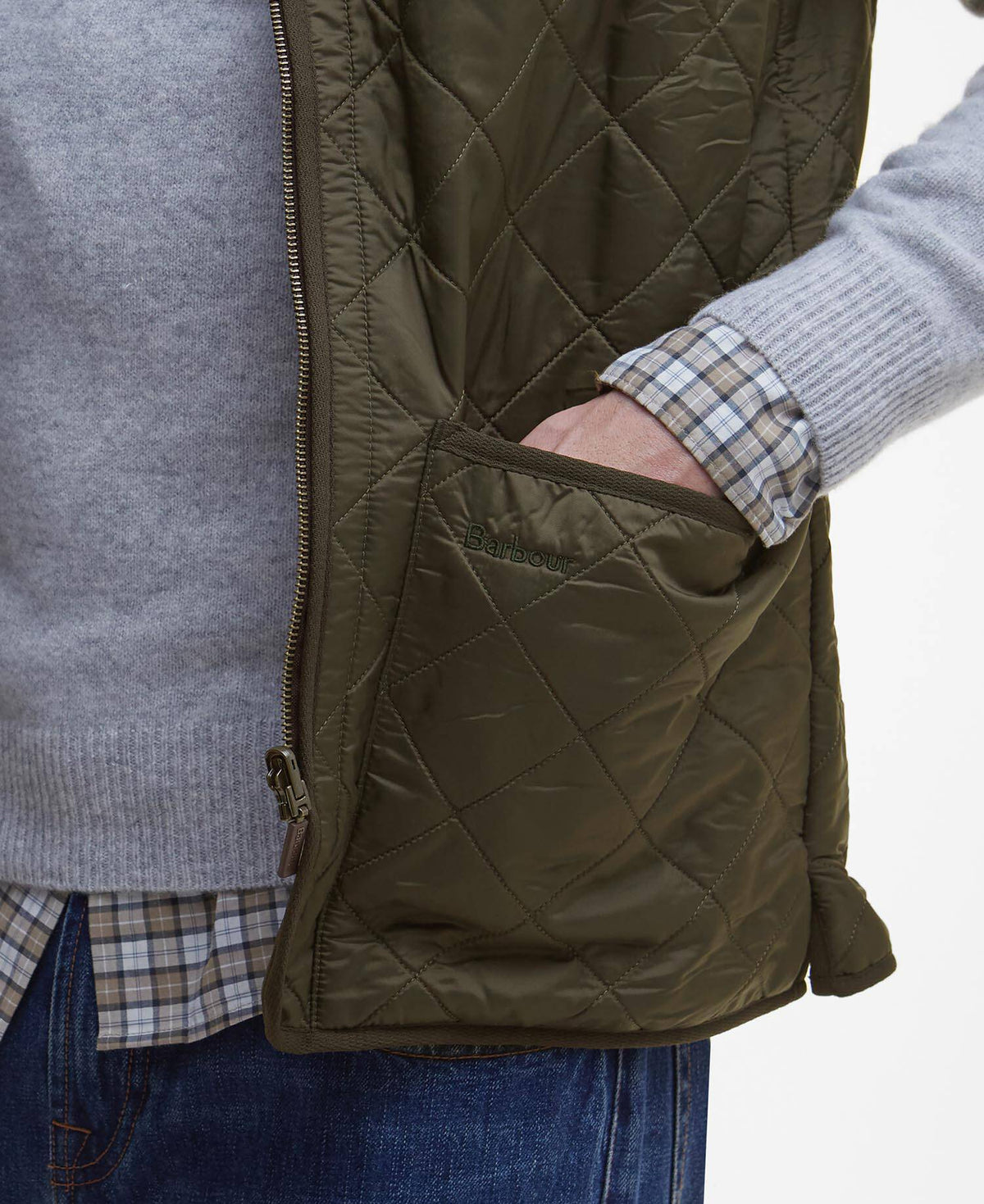 Barbour miesten liivi Polarquilt Zip-In Liner, oliivinvihreä