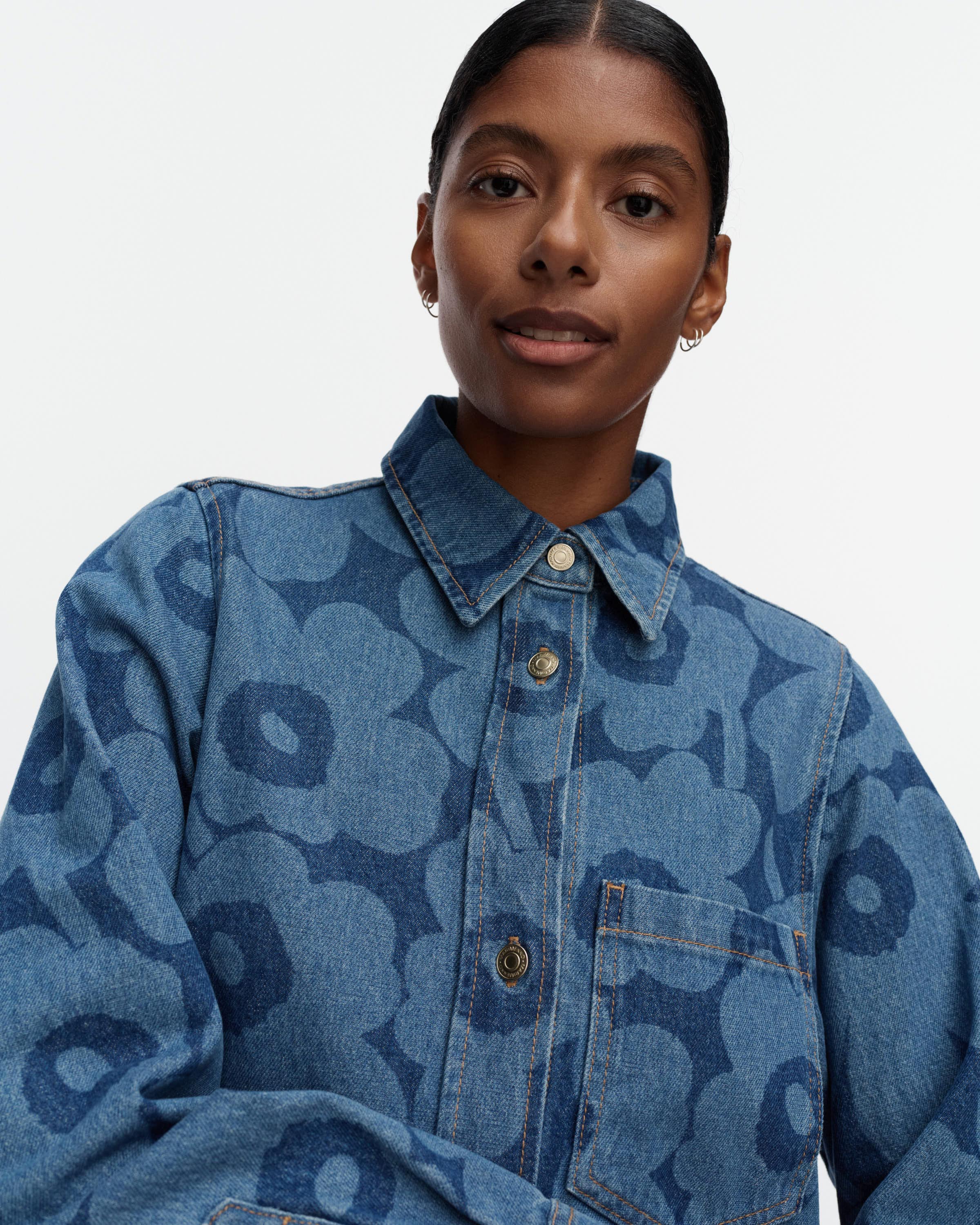 Marimekko naisten paitamekko Maridenim Näkemys Unikko, sininen indigo