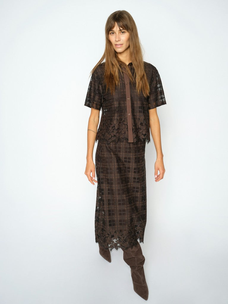 Mos Mosh naisten hame MMBia Checko Lace Skirt, ruskea kuosi