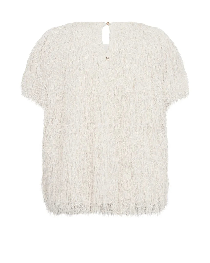 Mos Mosh naisten paita MMBrim O-SS Faux Fur Tee, Ecru