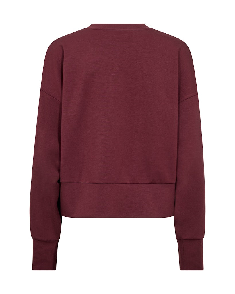 Mos Mosh naisten collegepaita Nima O-LS Sweatshirt, viininpunainen