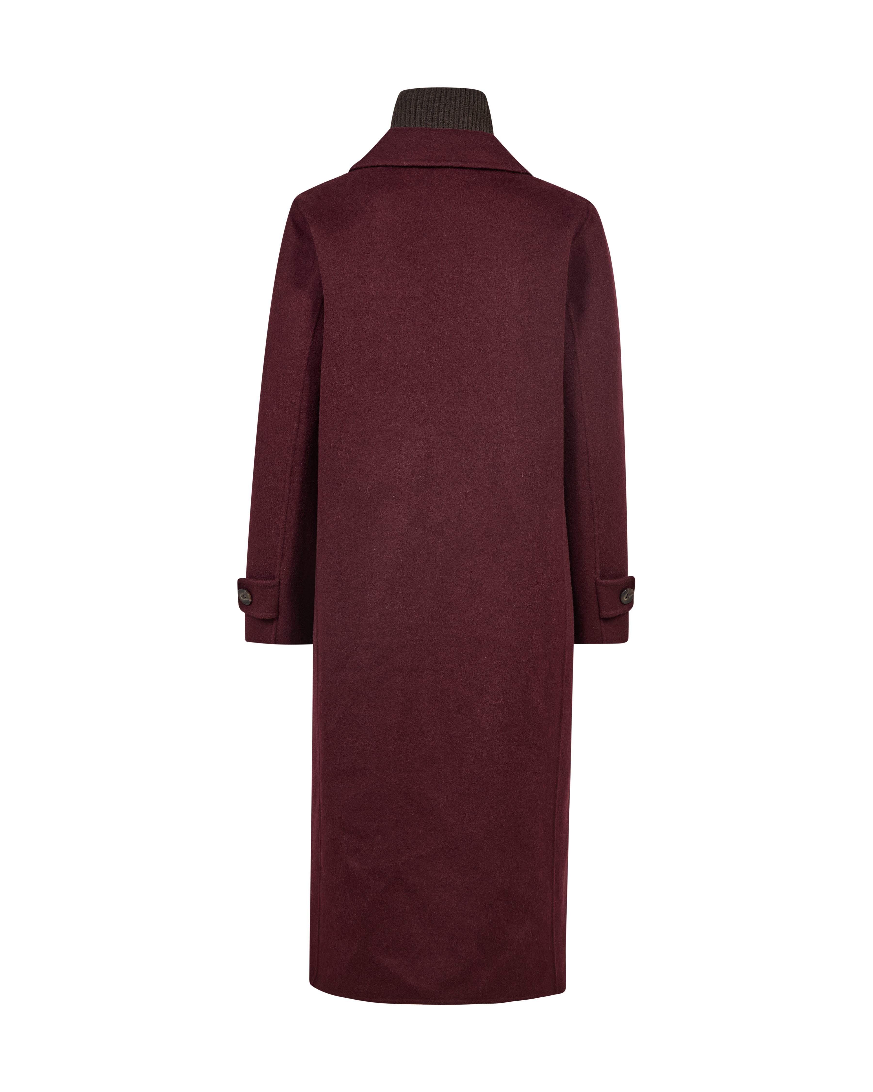 Mos Mosh naisten villakangastakki Alva Loisa Mock Neck Coat, viininpunainen