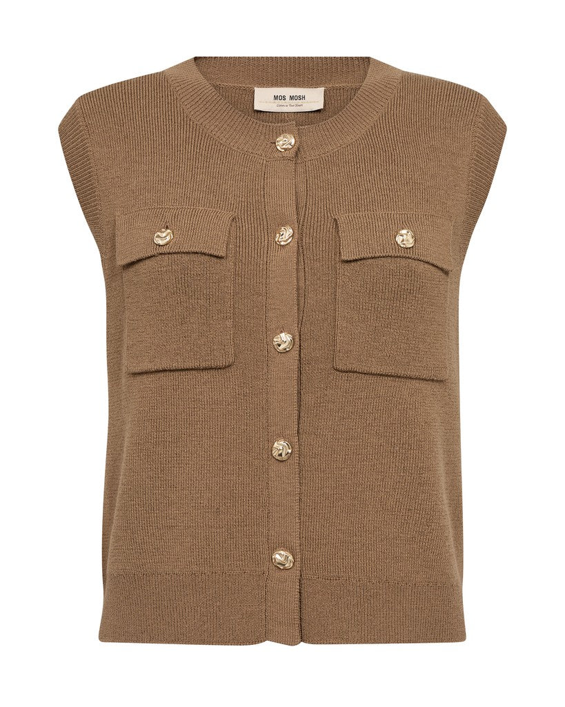 Mos Mosh naisten neuleliivi Ayana Wool Knit Vest, kameli