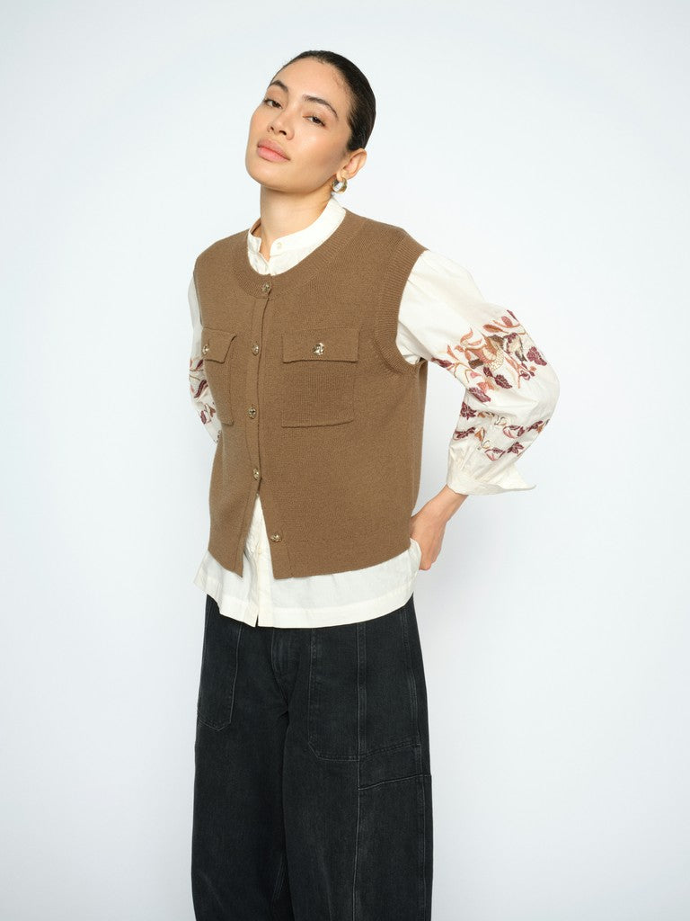 Mos Mosh naisten neuleliivi Ayana Wool Knit Vest, kameli