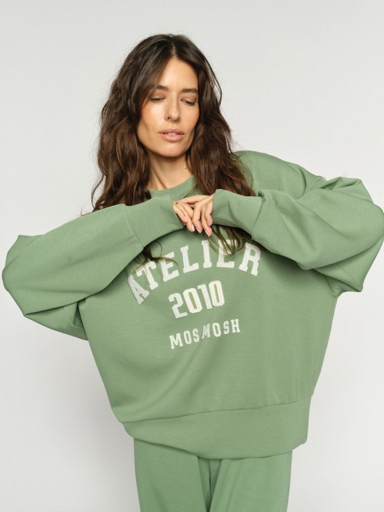 Mos Mosh naisten collegepaita Nima O-LS Sweatshirt, vaaleanvihreä