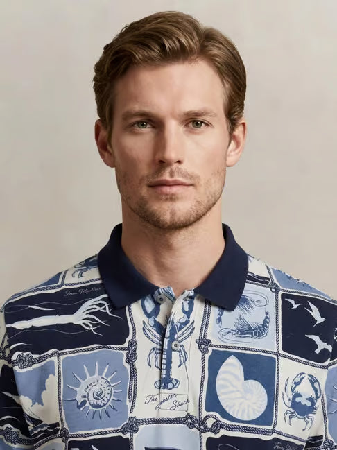 Gant miesten pikeepaita K Printed SS Polo, sininen kuosi