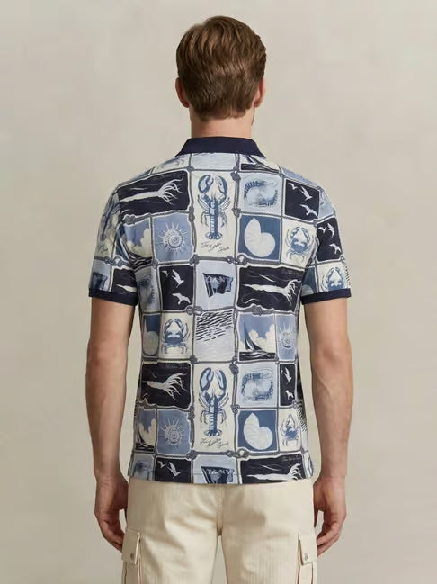 Gant miesten pikeepaita K Printed SS Polo, sininen kuosi