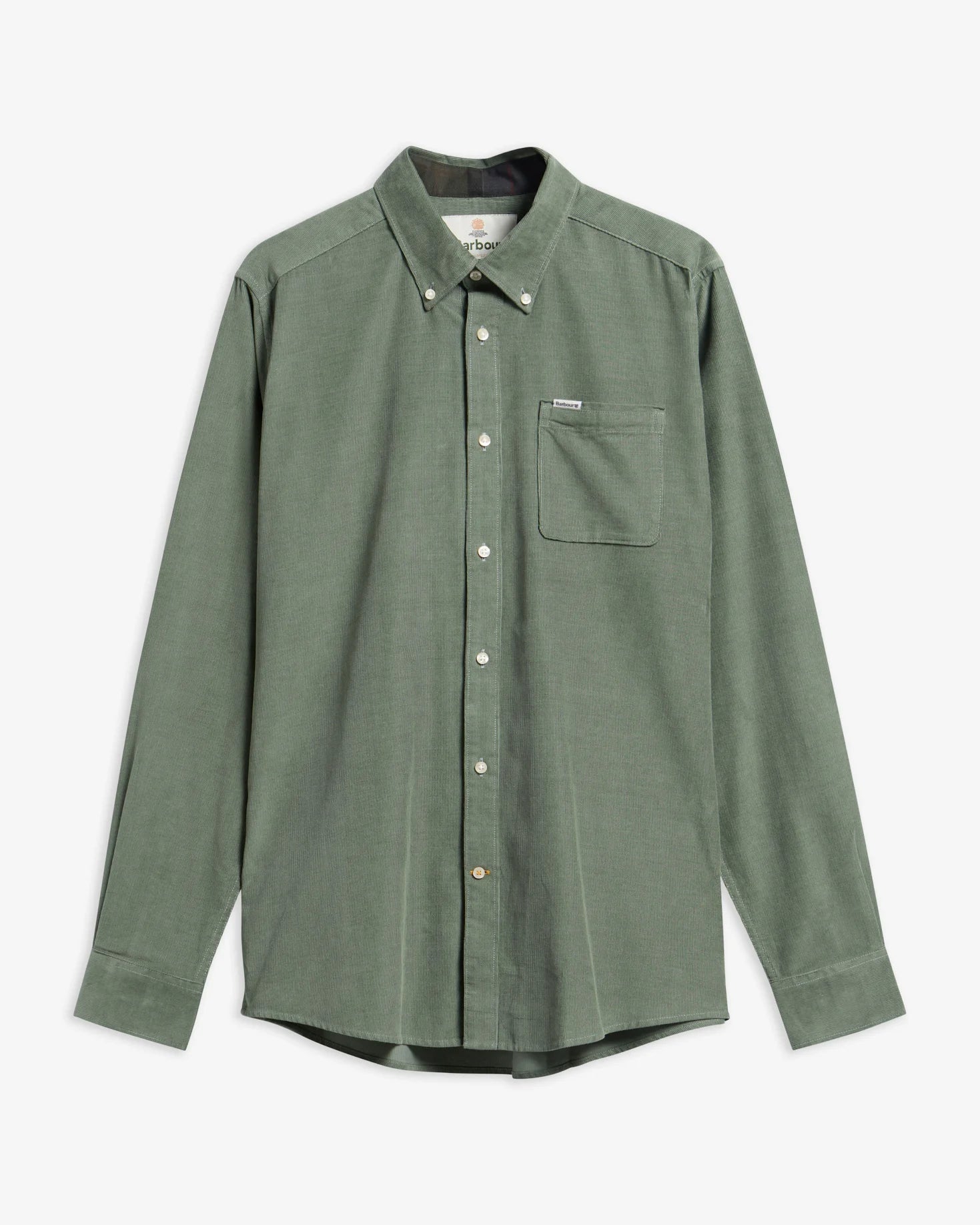 Barbour miesten kauluspaita Ramsey Tailored Cord Shirt, vedenvihreä