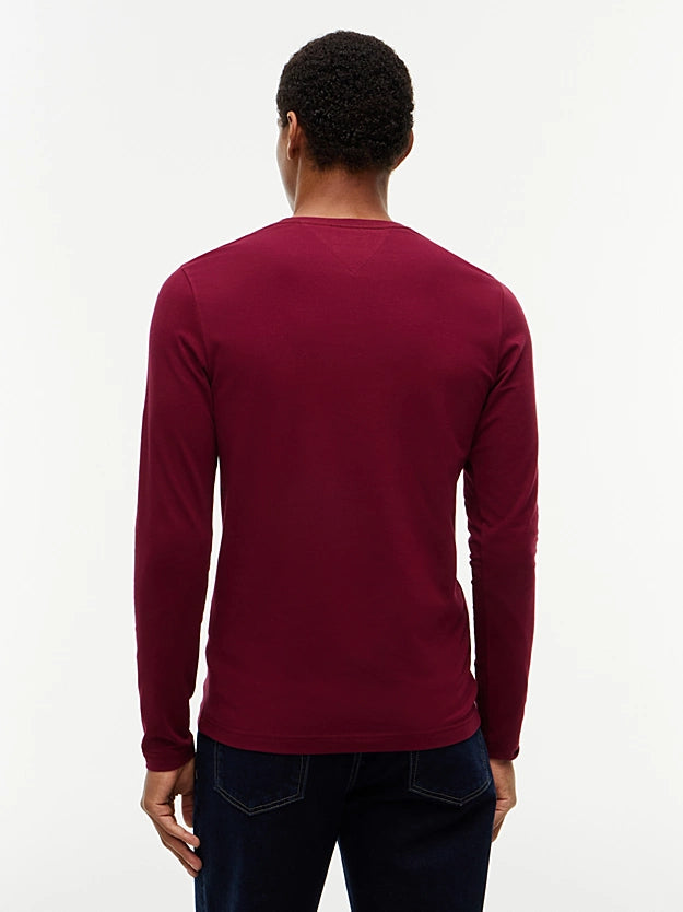Tommy Hilfiger miesten pitkähihainen paita Stretch Slim Fit Long Sleeve Tee, viininpunainen