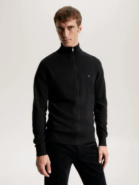 Tommy Hilfiger miesten neuletakki PIMA ORG CTN CASHMERE FULL ZIP, musta