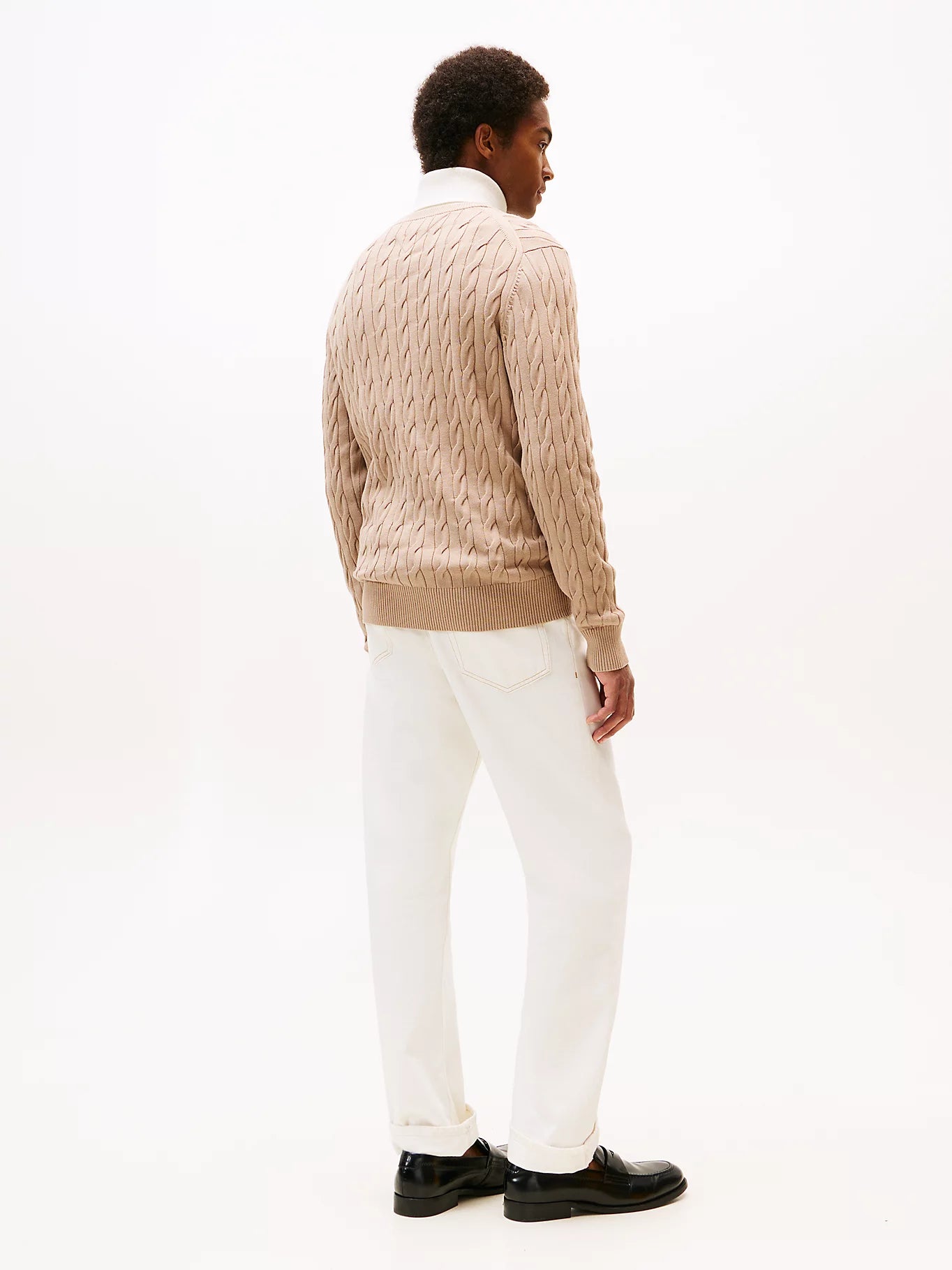 Tommy Hilfiger miesten neulepaita Classic Cotton Cable Crew Neck, beige