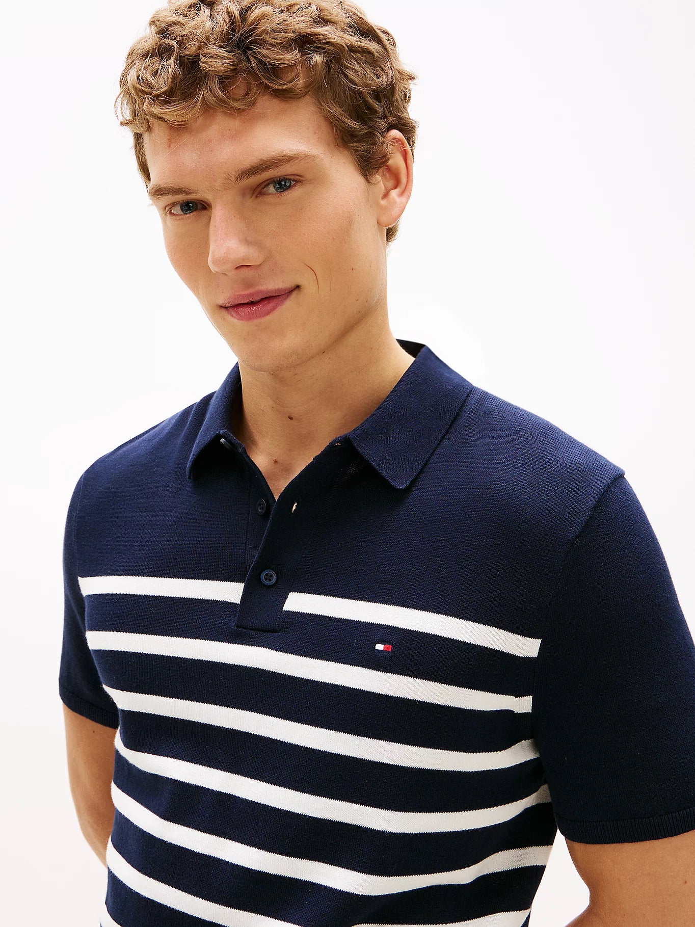Tommy Hilifger miesten pikeepaita Essential Cotton Knitted Polo, raidallinen sininen