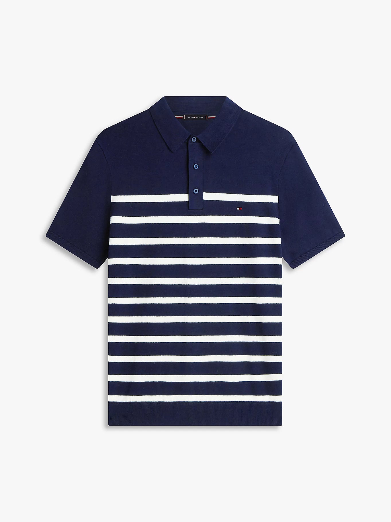 Tommy Hilifger miesten pikeepaita Essential Cotton Knitted Polo, raidallinen sininen