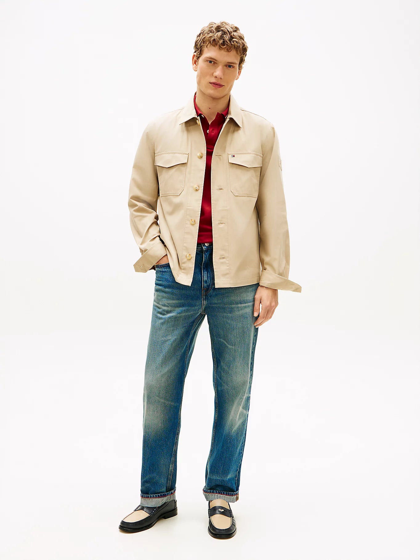 Tommy Hilfiger miesten takki K Cotton Nylon Shirt Jacket, beige
