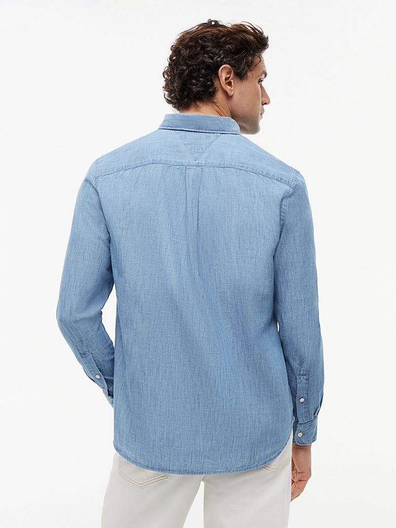 Tommy Hilfiger miesten kauluspaita Chambray Pocket RF Shirt, sininen
