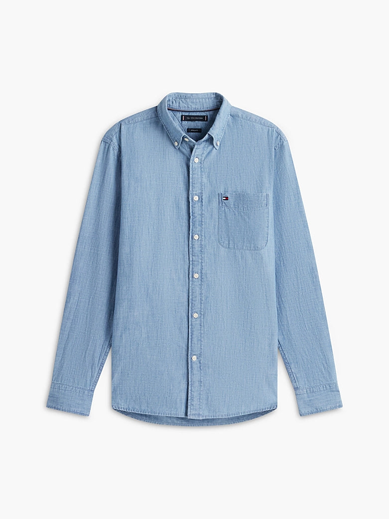 Tommy Hilfiger miesten kauluspaita Chambray Pocket RF Shirt, sininen