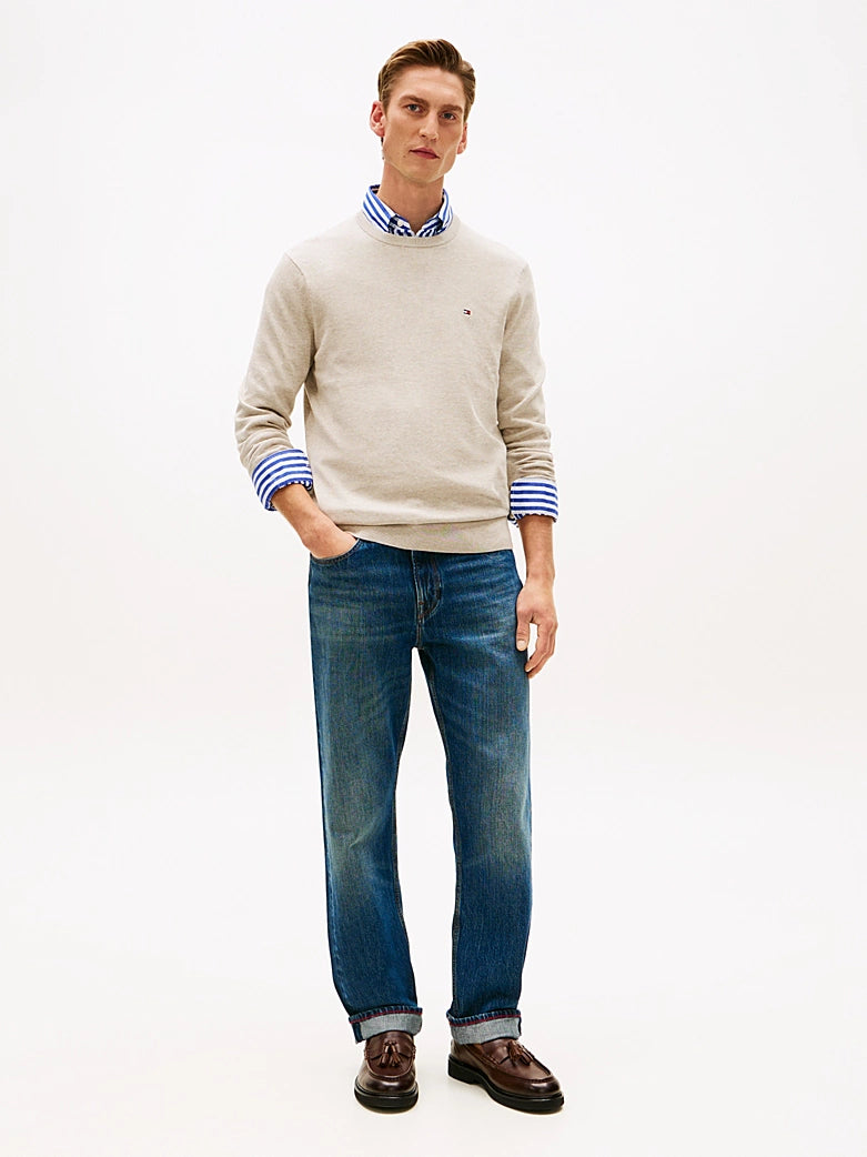 Tommy Hilfiger miesten neule Essential Cotton Crew, Beige