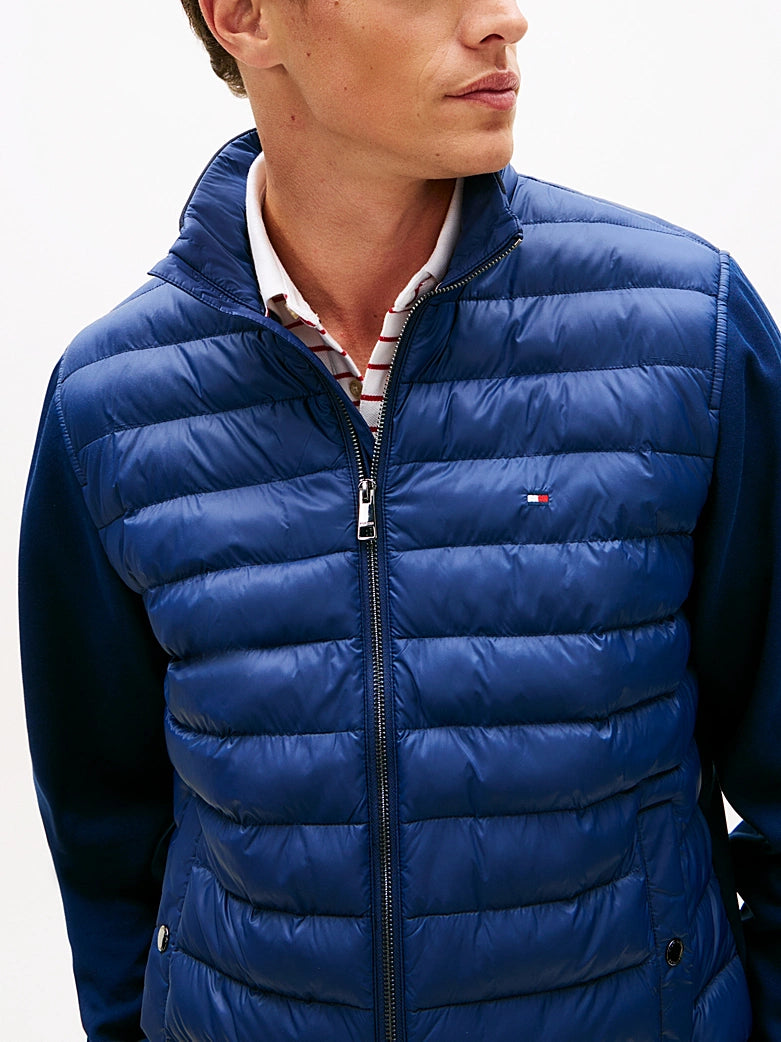 Tommy Hilfiger miesten Hybriditakki Mix Media Stand Collar, tummansininen