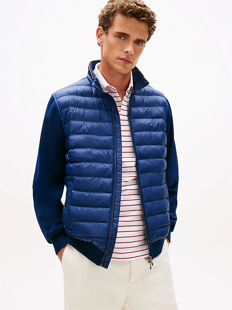 Tommy Hilfiger miesten Hybriditakki Mix Media Stand Collar, tummansininen