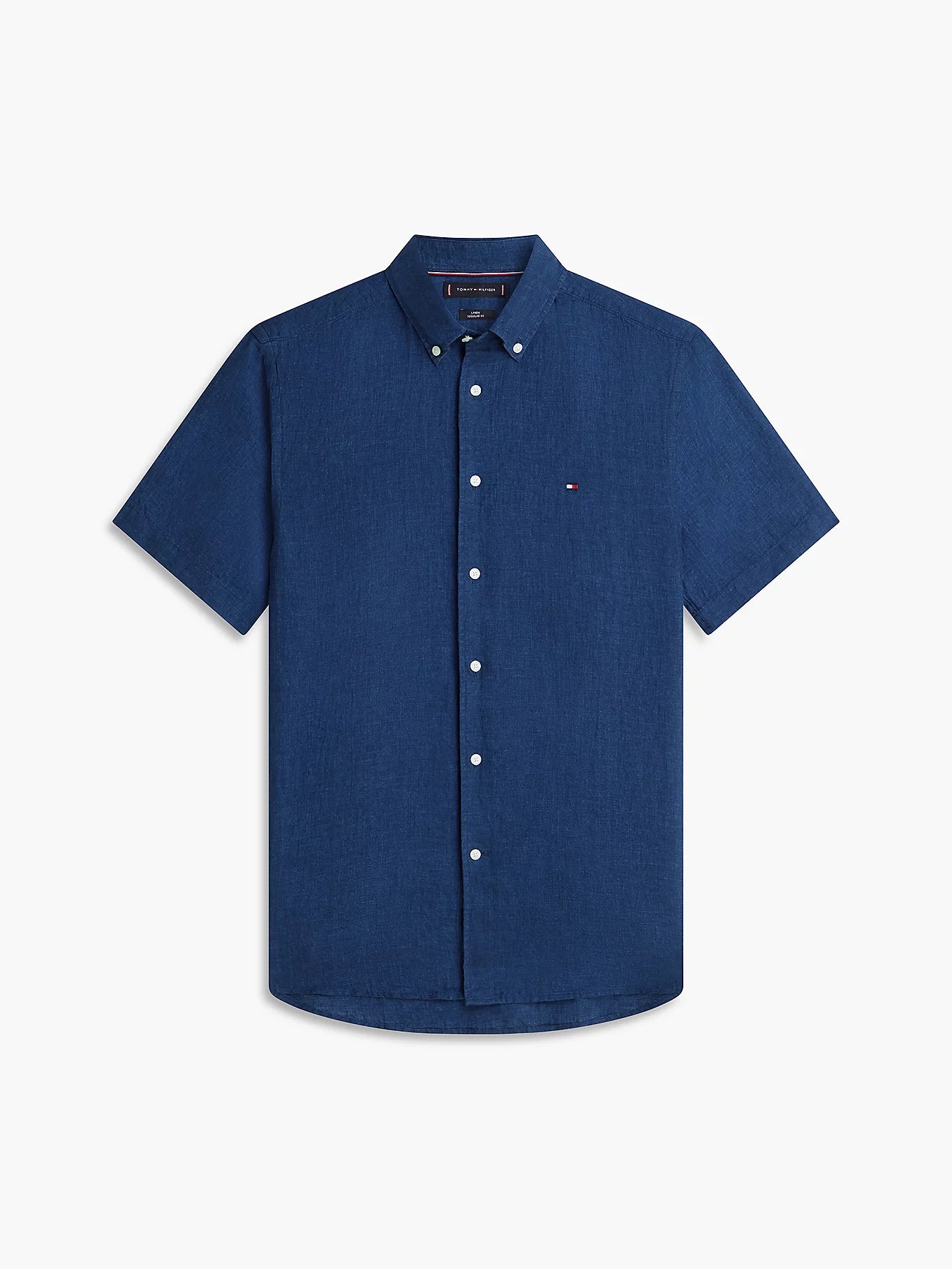 Tommy Hilfiger miesten lyhythihainen kauluspaita Pigment Dyed Linen RF Shirt SS, tummansininen