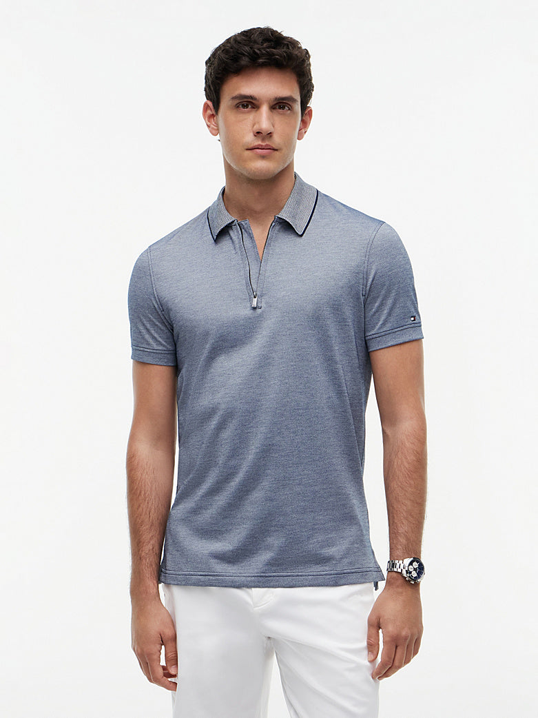 Tommy Hilfiger miesten pikeepaita DC Performance Zip, vaaleansininen
