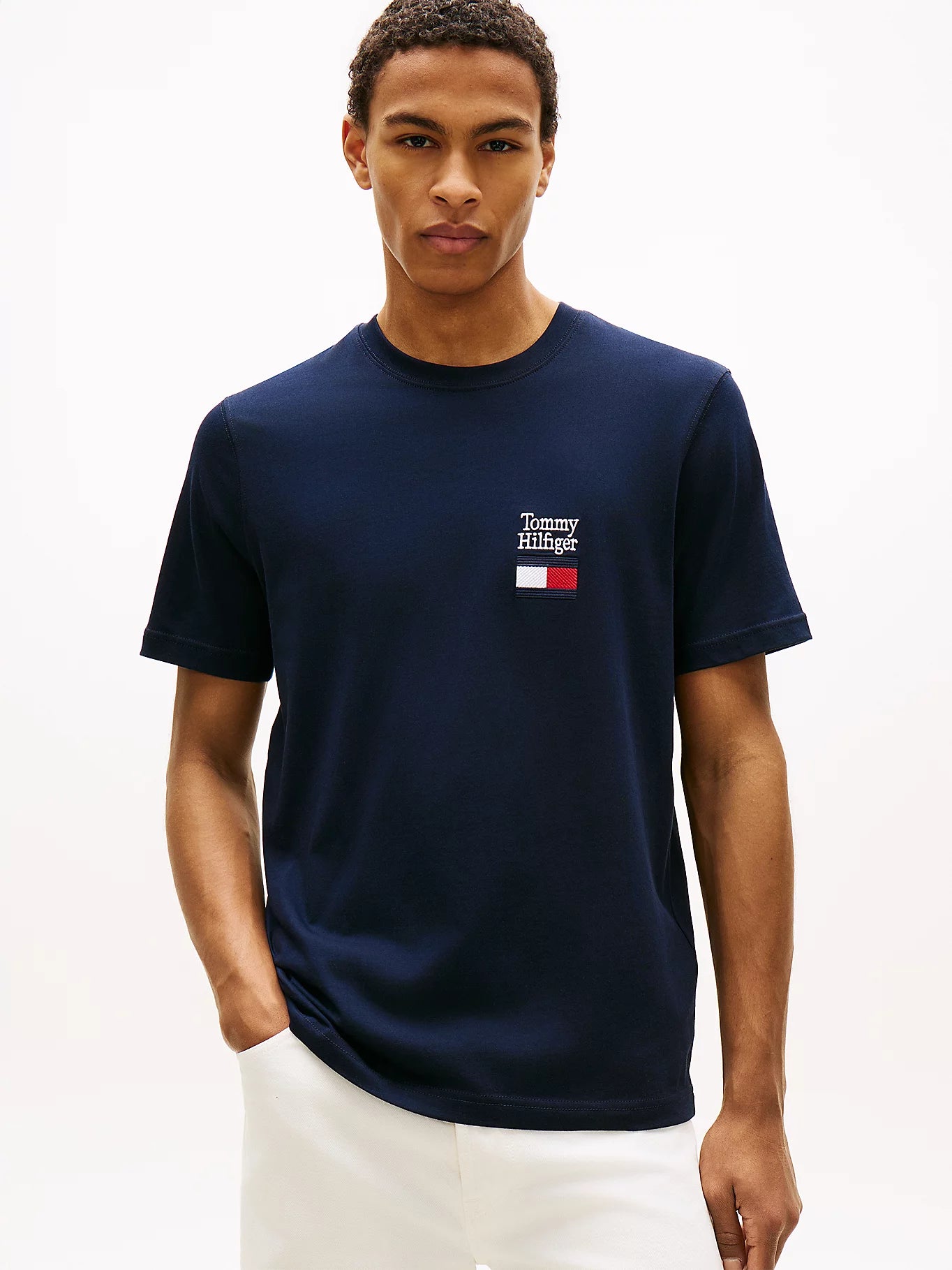 Tommy Hilfiger miesten t-paita Brand Love Text Stack Tee, tummansininen