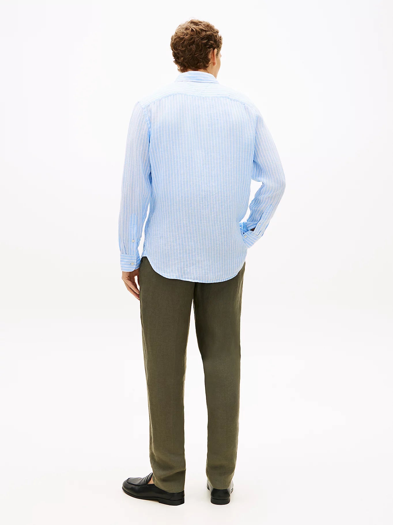 Tommy Hilfiger miesten pellavapaita Linen Bengal Stripe RF Shirt, raidallinen sininen