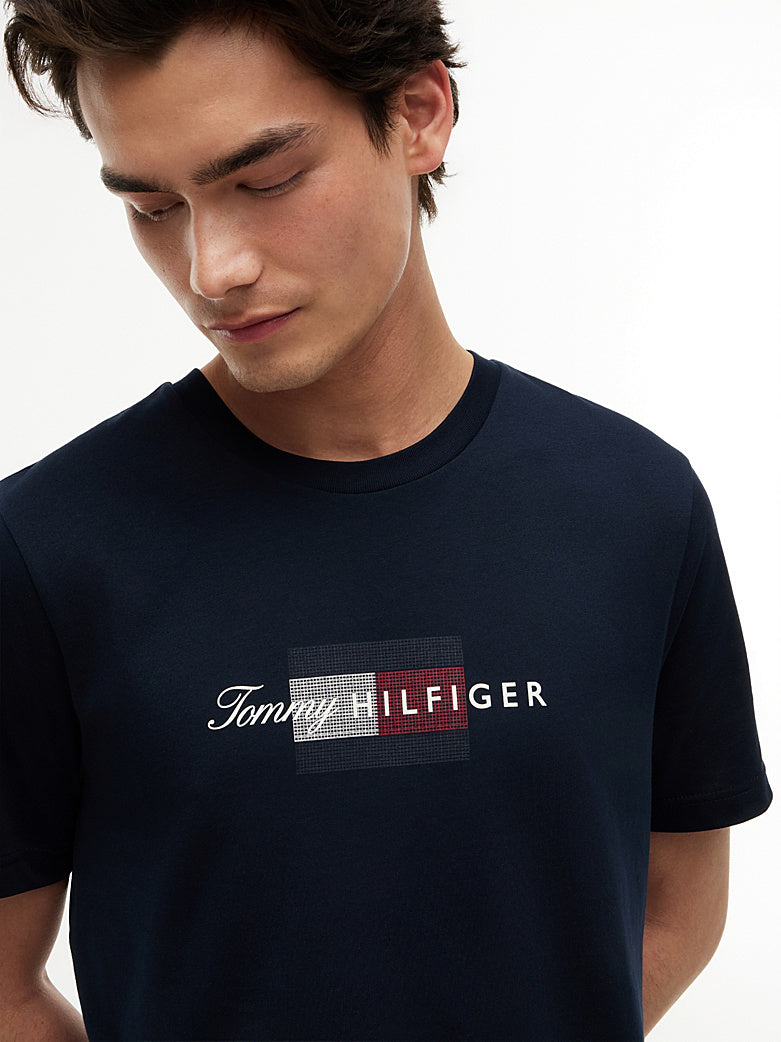 Tommy Hilfiger miesten t-paita Script Flag Regular Tee, tummansininen
