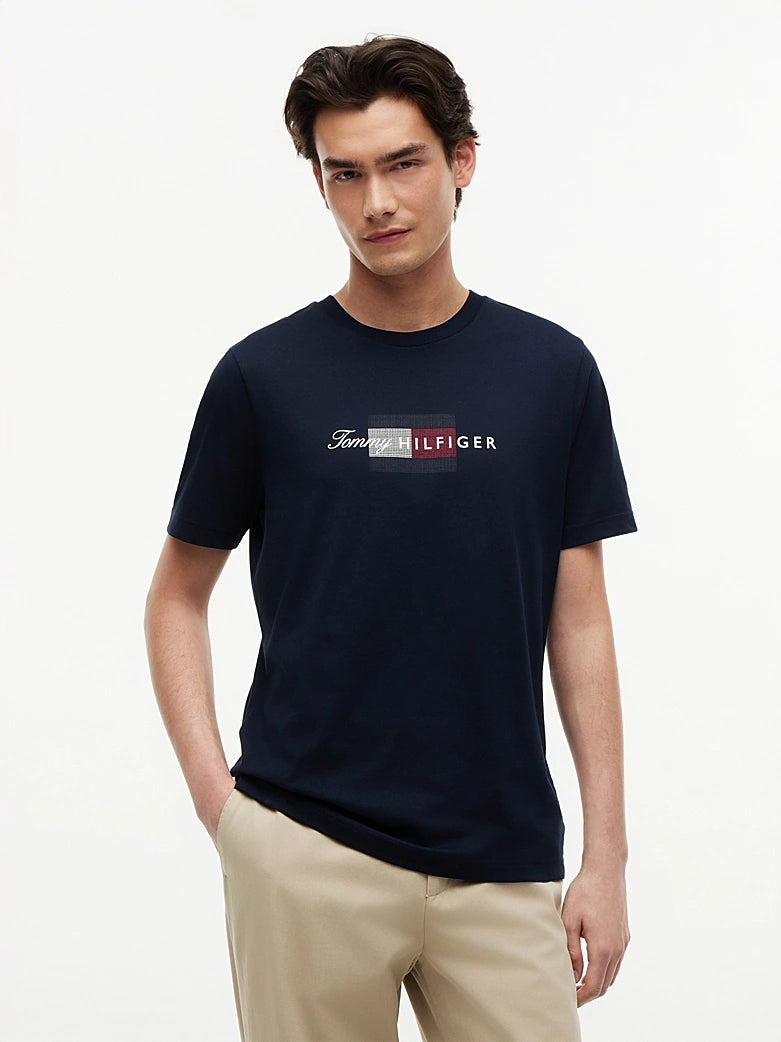 Tommy Hilfiger miesten t-paita Script Flag Regular Tee, tummansininen