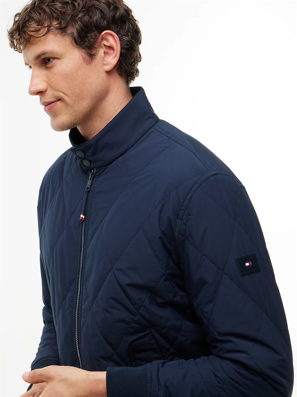 Tommy Hilfiger miesten takki Water Repellent Packable Quilted Harrington Jacket, tummansininen
