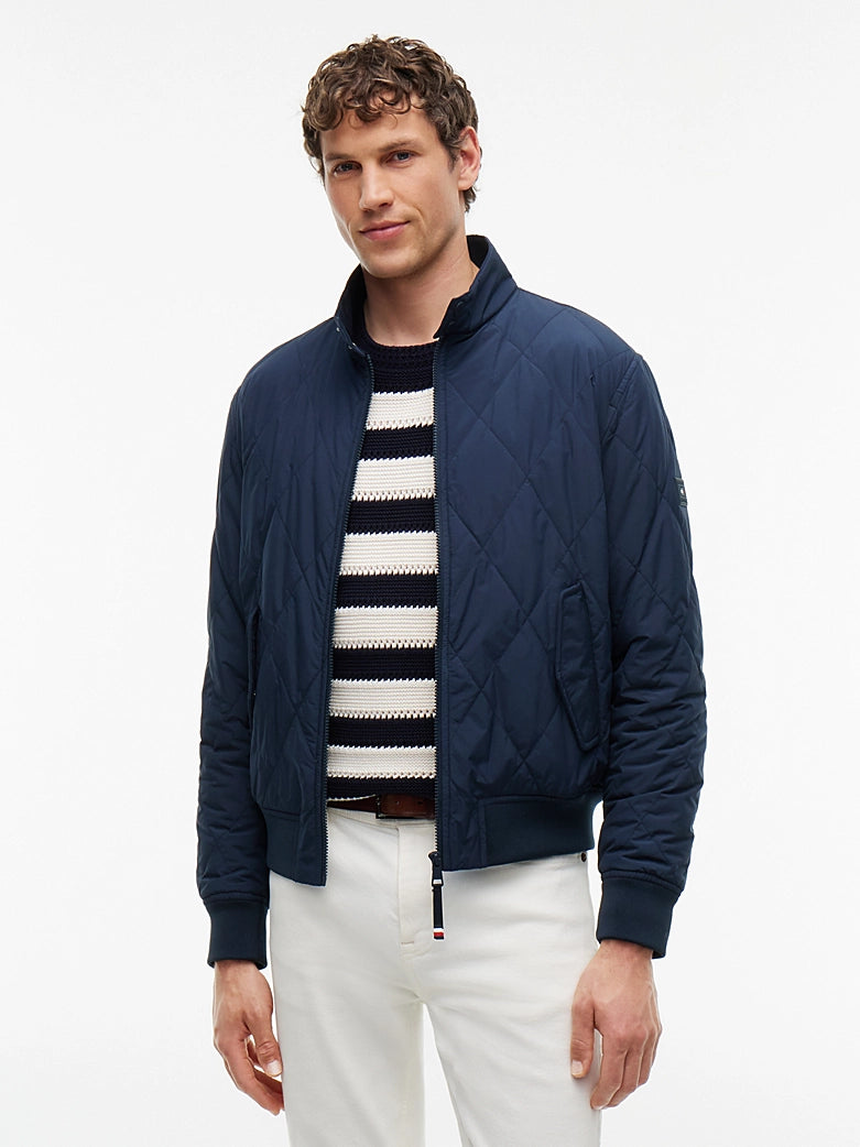 Tommy Hilfiger miesten takki Water Repellent Packable Quilted Harrington Jacket, tummansininen