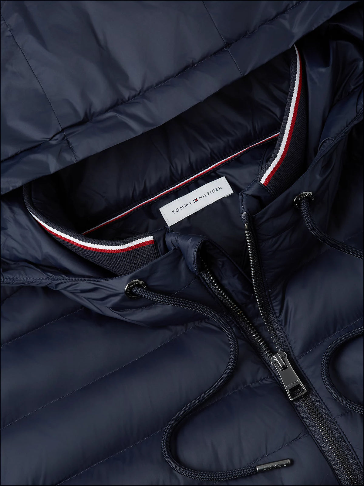 Tommy Hilfiger miesten hybriditakki Mixed Texture Zip-Thru Hooded Sweatshirt, tummansininen