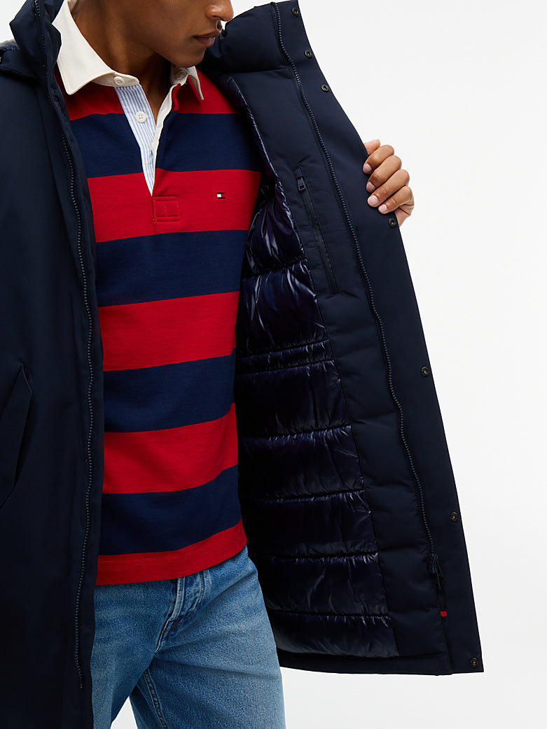 Tommy Hilfiger miesten parkatakki Performance Tech Hooded Padded Parka, tummansininen