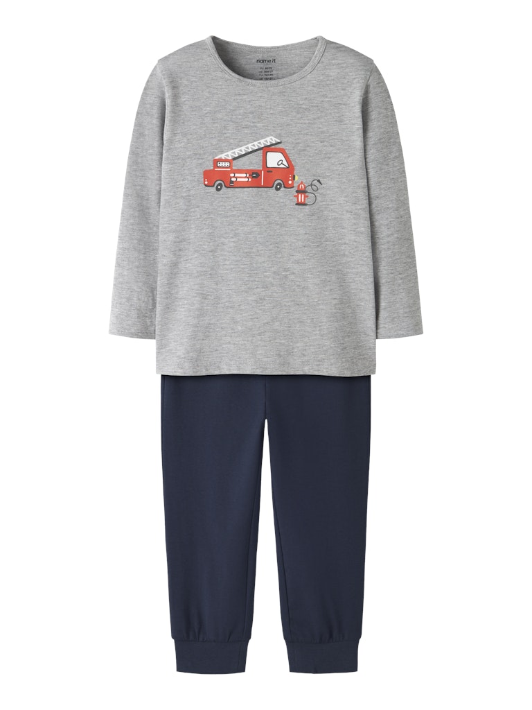 Name It lasten pyjama NMMNIGHTSET GREY FIRETRUCK NOOS, keskiharmaa