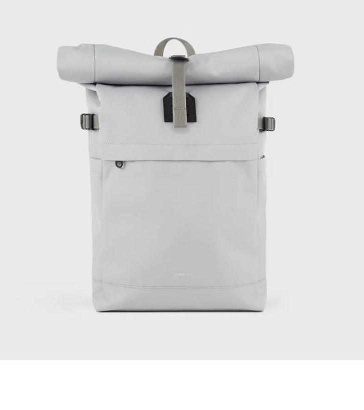 Sandqvist reppu Icon Rolltop Backpack 14'', vaaleanharmaa