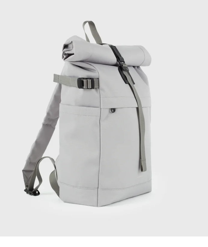 Sandqvist reppu Icon Rolltop Backpack 14'', vaaleanharmaa
