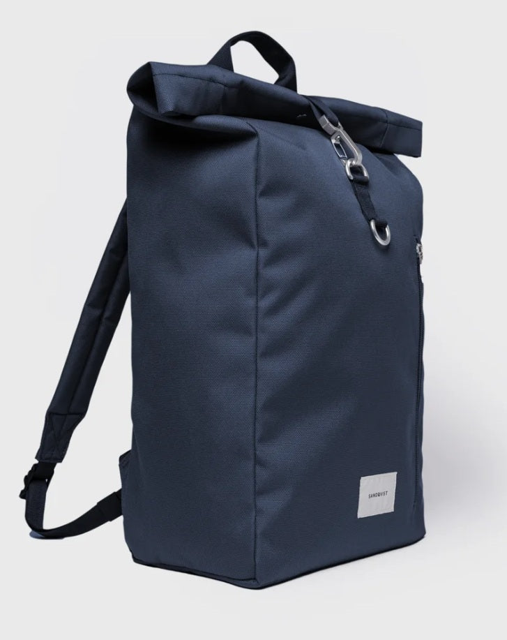 Sandqvist reppu Ground Rolltop Backpack 16'', tummansininen