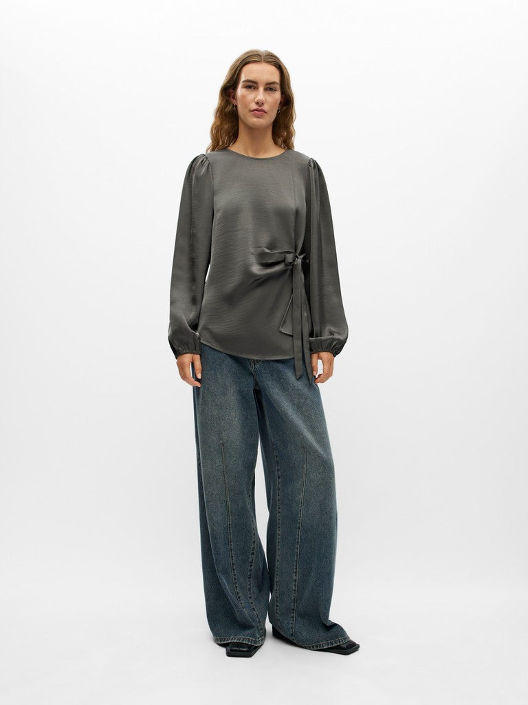 Object naisten pusero Chilli O-Neck Top, Gunmetal