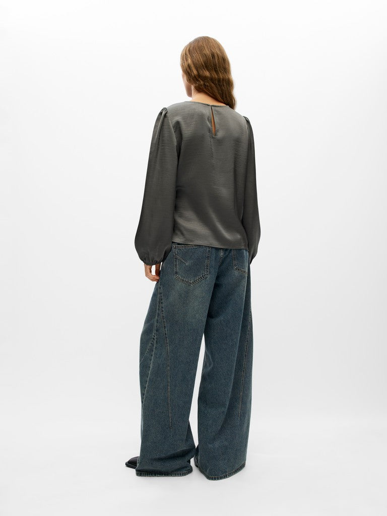 Object naisten pusero Chilli O-Neck Top, Gunmetal