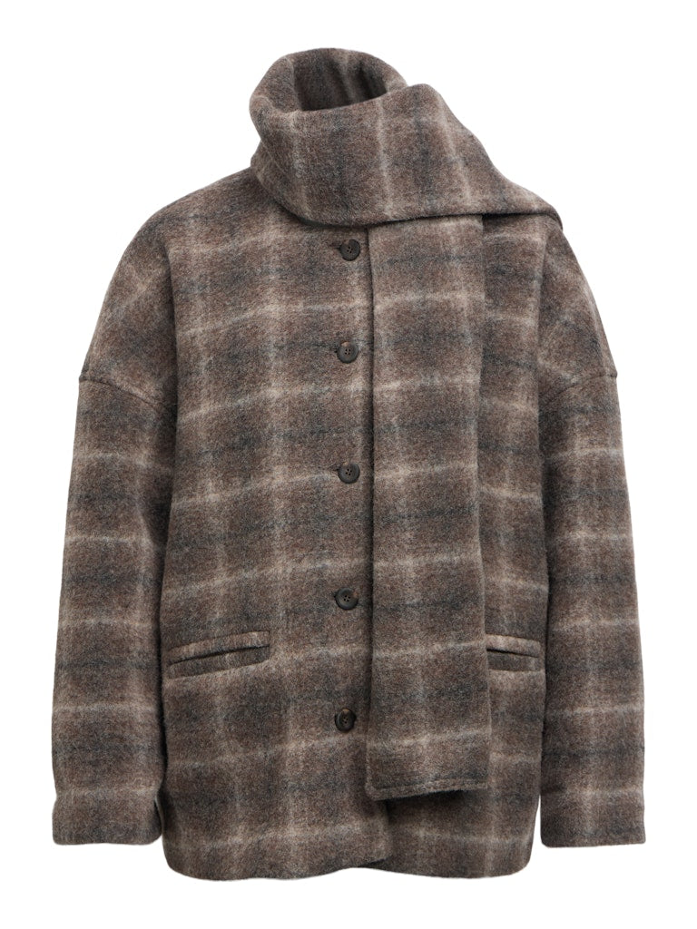 Object naisten villakangastakki Objmaise Scarf Jacket, Carafe Check