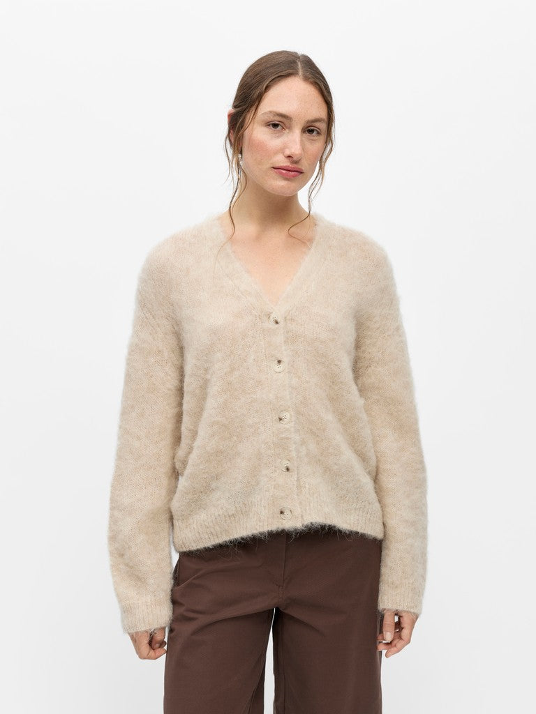 Object naisten neuletakki Harry L/S LO Knit Cardigan, Birch Melange