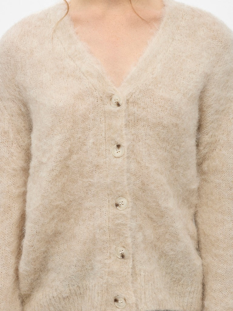 Object naisten neuletakki Harry L/S LO Knit Cardigan, Birch Melange
